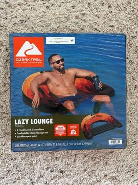 Ozark Trail Lazy Lounge Inflatable Pool Float 48.8" x 37.4" x 11.8" 198 lb
